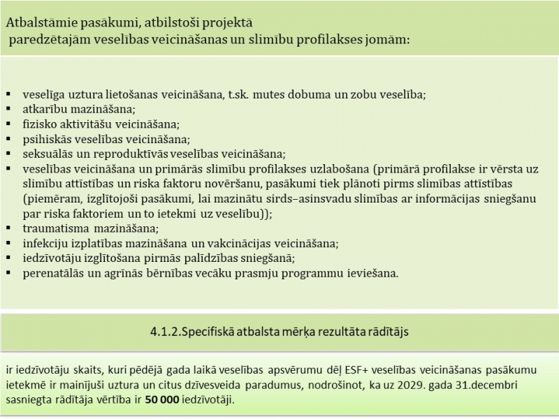 Nacionāla mēroga veselības veicināšanas un slimību profilakses pasākumi