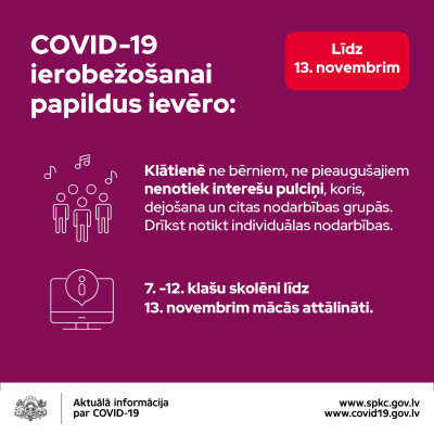 Covid-19 ierobežošanas pasākumi no 30.oktobra