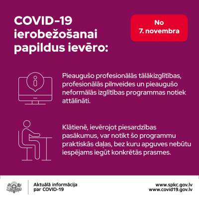Covid-19 ierobežošanas pasākumi no 7.novembra